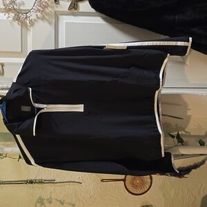 Beyond Yoga Women's Black Zip-Up Pullover with White Trim